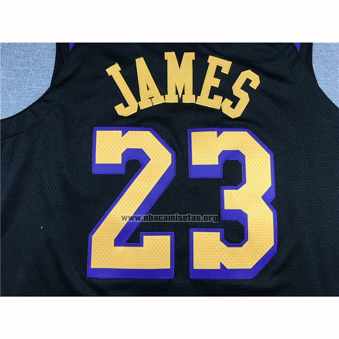 Camiseta Los Angeles Lakers Lebron James NO 23 Ciudad 2019-20 Negro